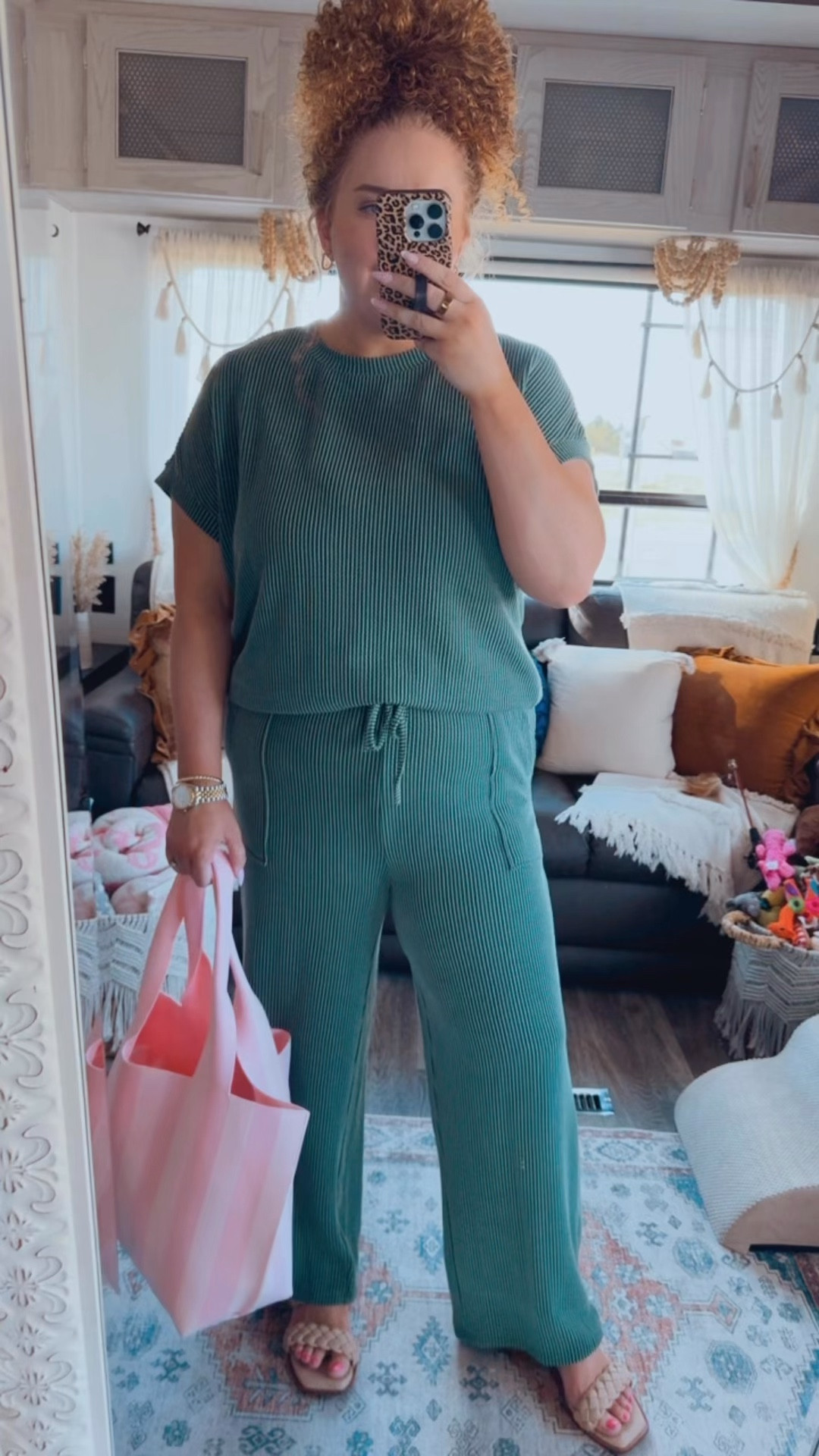 Spring travel outfits that are cute and comfy >> 💚 This is the kind of set I reach for when packing for spring break or vacation days. Easy, lightweight, and perfect for travel days or exploring on vacation.✈️☀️ spring travel outfit | spring break outfit | travel day outfit | vacation outfit | airport outfit | comfy travel outfit | spring two piece set | matching set outfit | corded two piece set | corded lounge set | amazon two piece set | amazon matching set | amazon spring outfit | vacation travel outfit | casual vacation outfit | spring lounge set | comfy spring outfit | travel outfit idea | spring outfit idea | vacation style | relaxed vacation outfit | green matching set | braided sandals outfit | neutral sandals | casual spring travel style

#LTKMidsize #LTKSpringSale #LTKSaleAlert