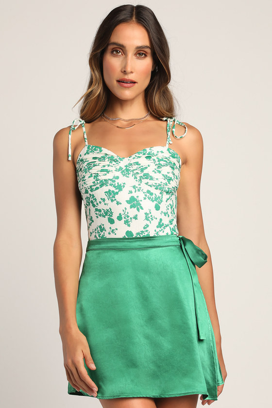Ties to the World Green Satin Wrap Mini Skirt | Lulus (US)