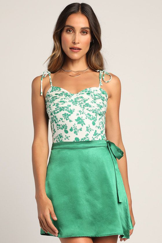 Ties to the World Green Satin Wrap Mini Skirt | Lulus (US)