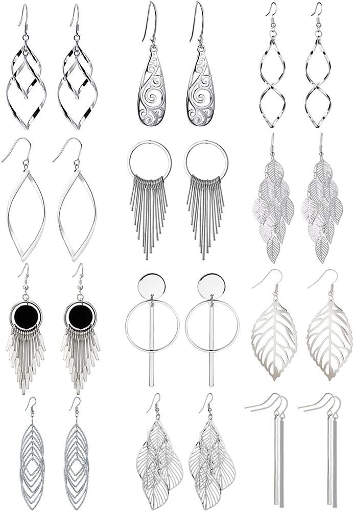 12 Pairs Drop Dangle Earrings boho Fashion Jewelry Vintage Statement Boho Bohemian Earrings Set f... | Amazon (US)