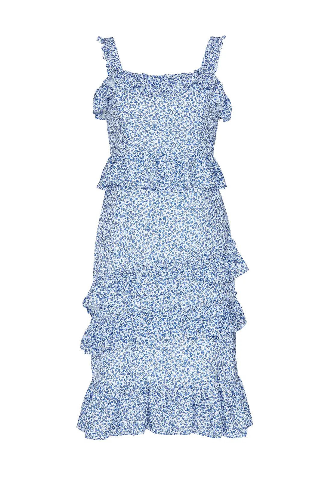 Alexia Admor Blue Ivory Floral Dress | Rent The Runway