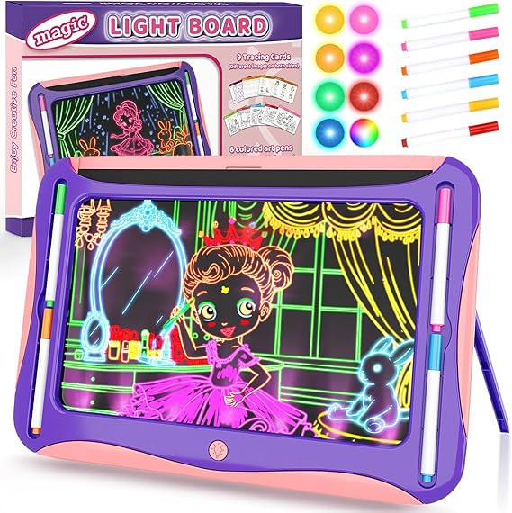 Magic LED Drawing Board for Kids, Girls Toys Age 6-8, Light Up Tracing Pad with 9 Double-Sided Ca... | Amazon (US)