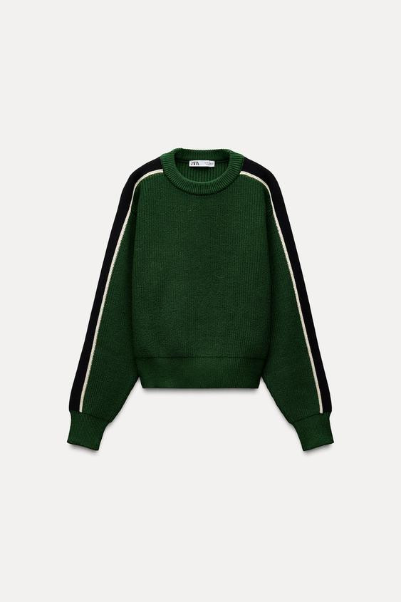 KNIT SWEATER WITH SIDE STRIPE | Zara US