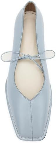 Lace up Ballet Flats Women Square Toe Mary Jane Flats Bow Slip On Comfortable Ballerina Shoes | Amazon (US)