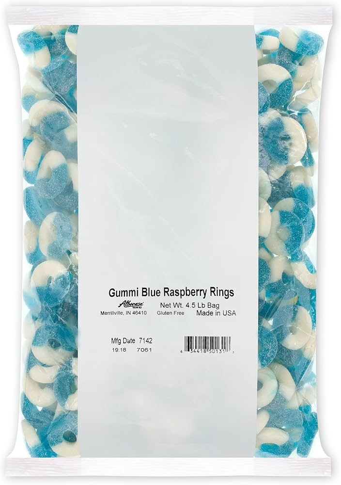 Albanese World's Best Gummi Blue Raspberry Rings, 4.5lbs of Candy | Amazon (US)