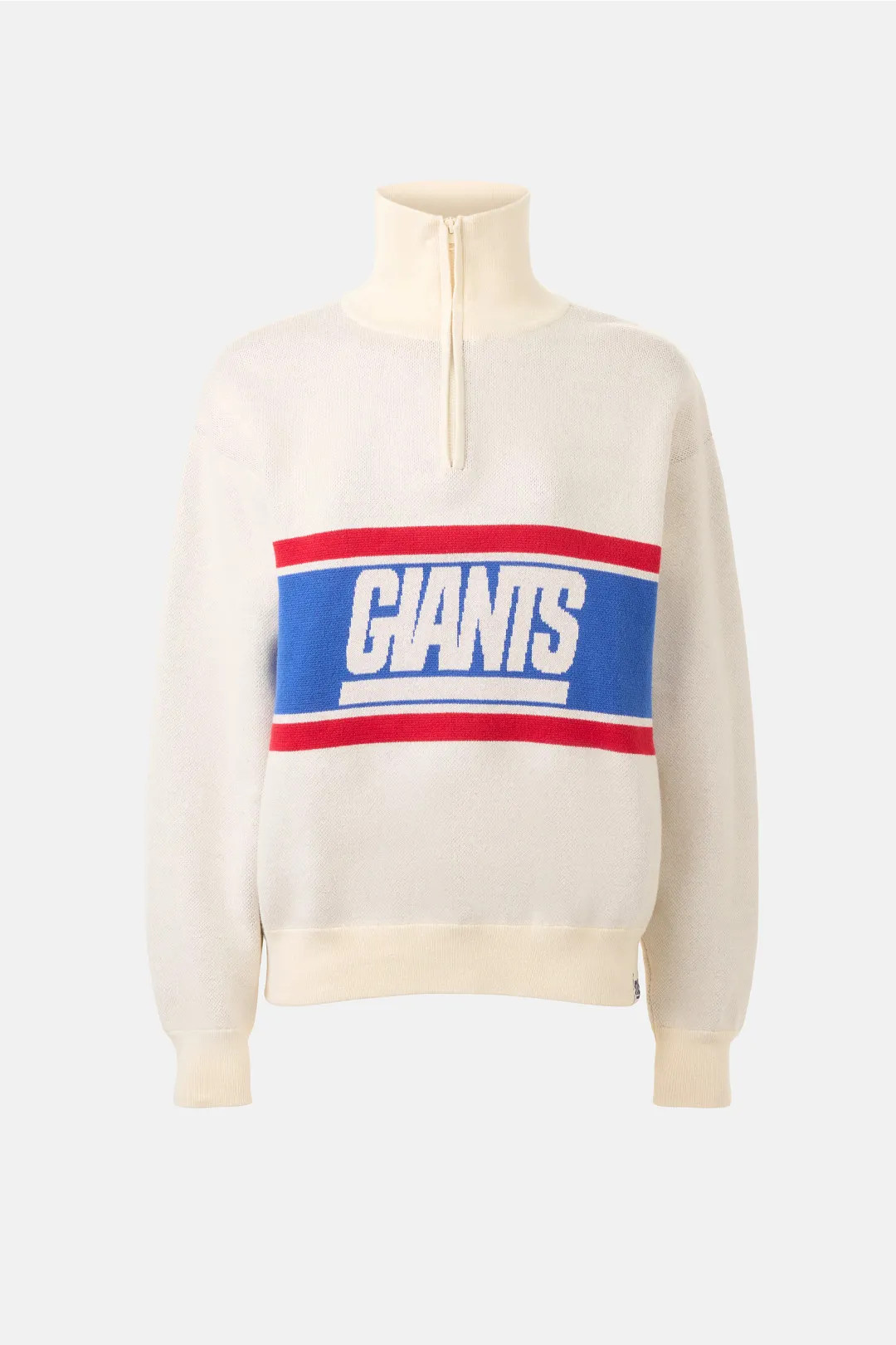 NY Giants Logo Stripe Quarter Zip Sweater | Rent the Runway