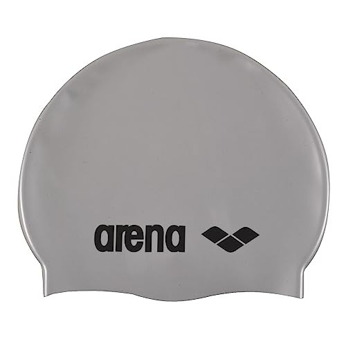 Arena Classic Junior Silicone Unisex Swim Cap for Girls and Boys Comfortable Durable Kids’ Pool Bathing Cap, One Size, Silver/Black | Amazon (US)