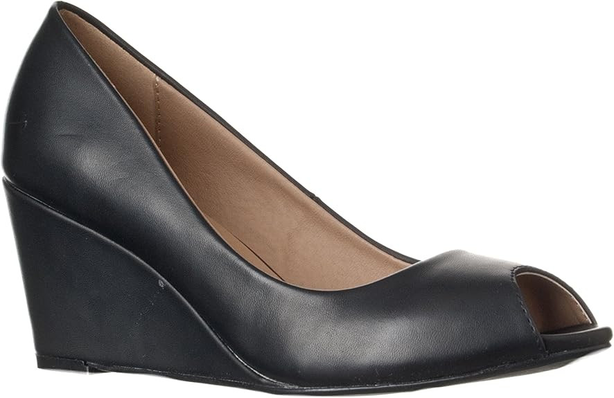 Riverberry Women's Addie Mid-Height Peep Toe Wedge Pumps | Amazon (US)