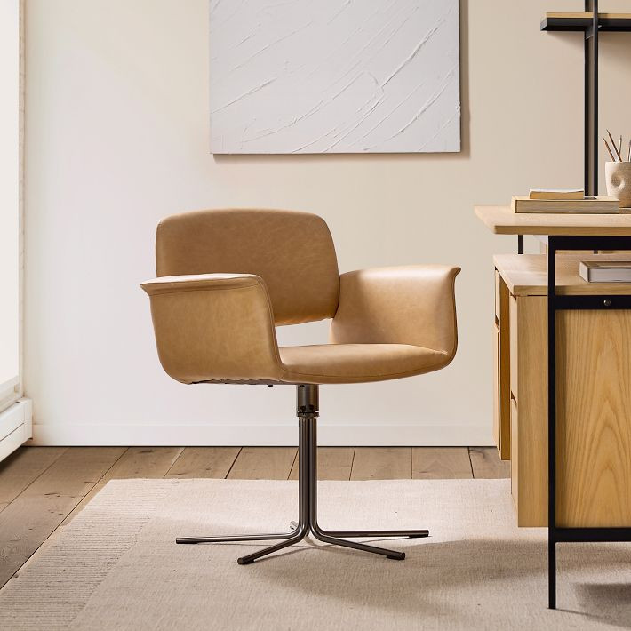 Nelson Leather Swivel Office Chair | West Elm (US)