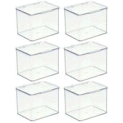 mDesign Plastic Stackable Kitchen Storage Container Bin with Lid, 6 Pack - Clear | Target