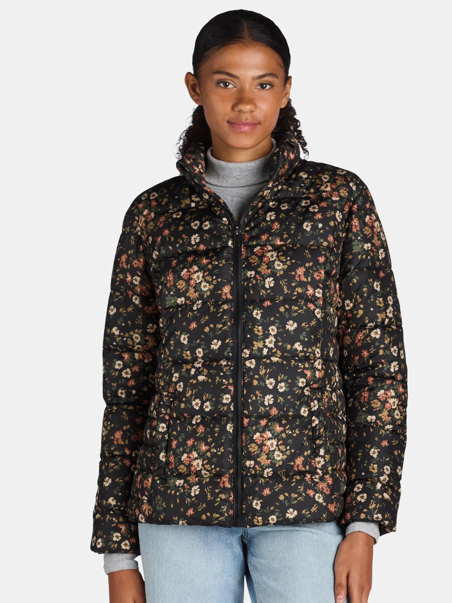 Time and Tru Women's and Women's Plus Puffer Jacket, Lightweight, Sizes XS-3X - Walmart.com | Walmart (US)