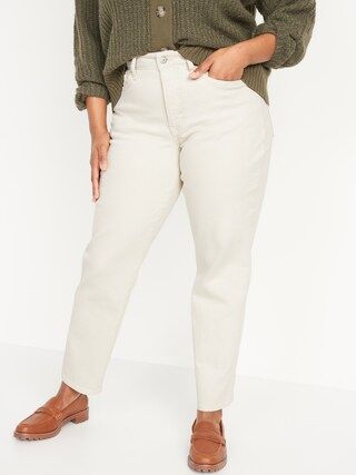 Curvy High-Waisted Button-Fly O.G. Straight Off-White Jeans for Women | Old Navy (US)