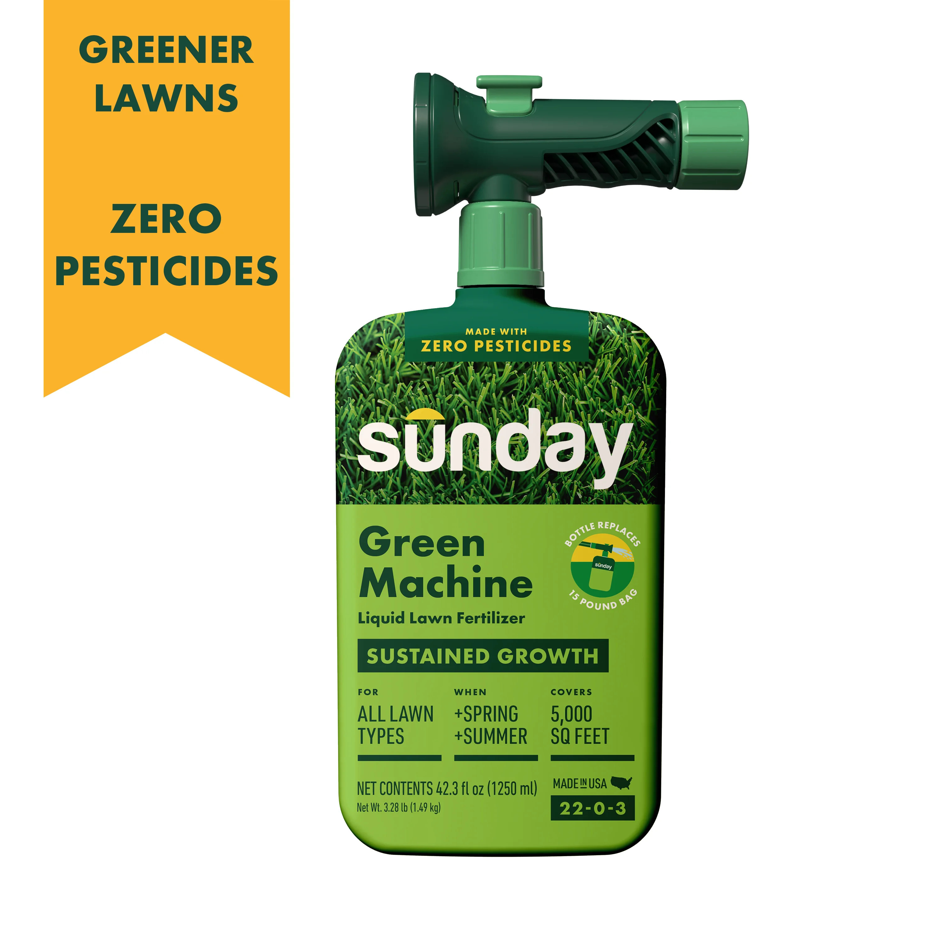 Sunday Green Machine Ready-to-Spray Lawn Fertilizer (22-0-3), 42.3 oz, 5000-Sq ft | Walmart (US)