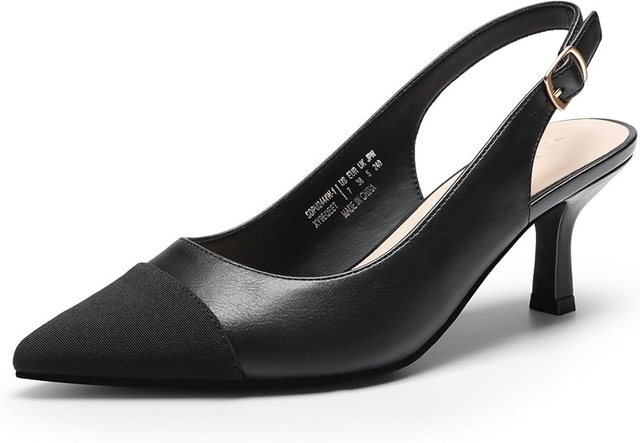 DREAM PAIRS Women's Kitten Heel Slingback Pointed Closed Toe Low Stiletto Heels Dress Bridal Eleg... | Amazon (US)