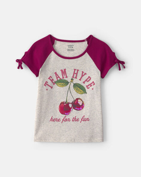 Girls 'Team Hype' Cherry Graphic Tee - Grey/Burgundy | Carter's | Carter's Inc