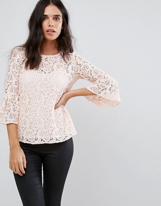 River Island Flute Sleeve Lace Top | ASOS UK