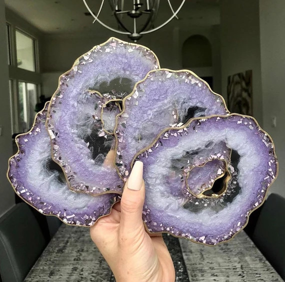Amethyst inspired geode coasters | Etsy | Etsy (US)