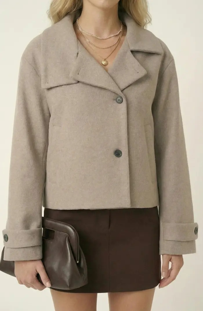 Cropped Wool-Blend Oversized Collar Jacket | Nordstrom