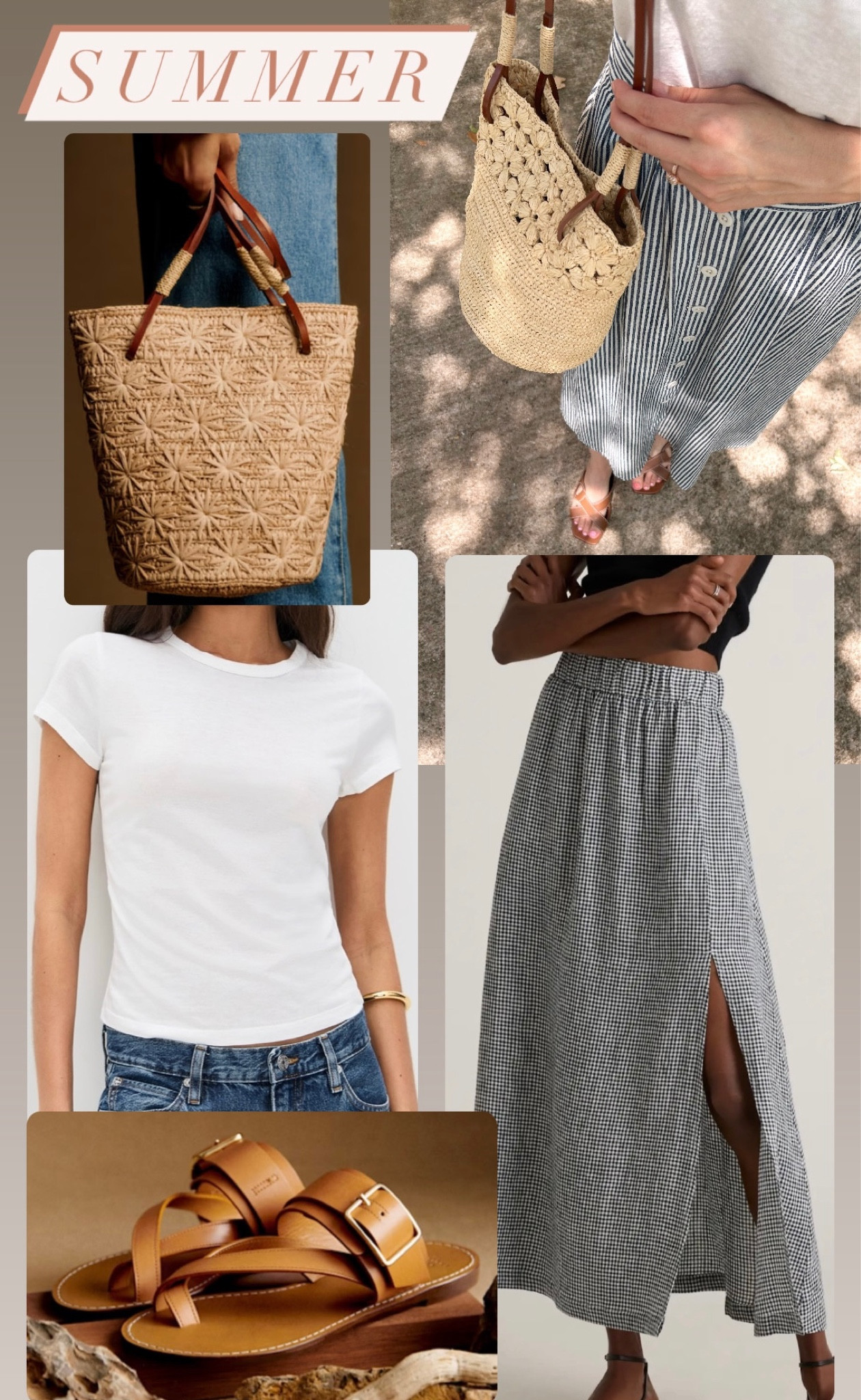 Easy and chic summer outfit: lightweight tee & striped maxi with the prettiest raffia bag. I wore a similar outfit last week with items from my closet (that skirt is 7 years old!), sharing updated details with current items. 💫  #vacationoutfit #summeroutfit 

#LTKSeasonal #LTKfindsunder100