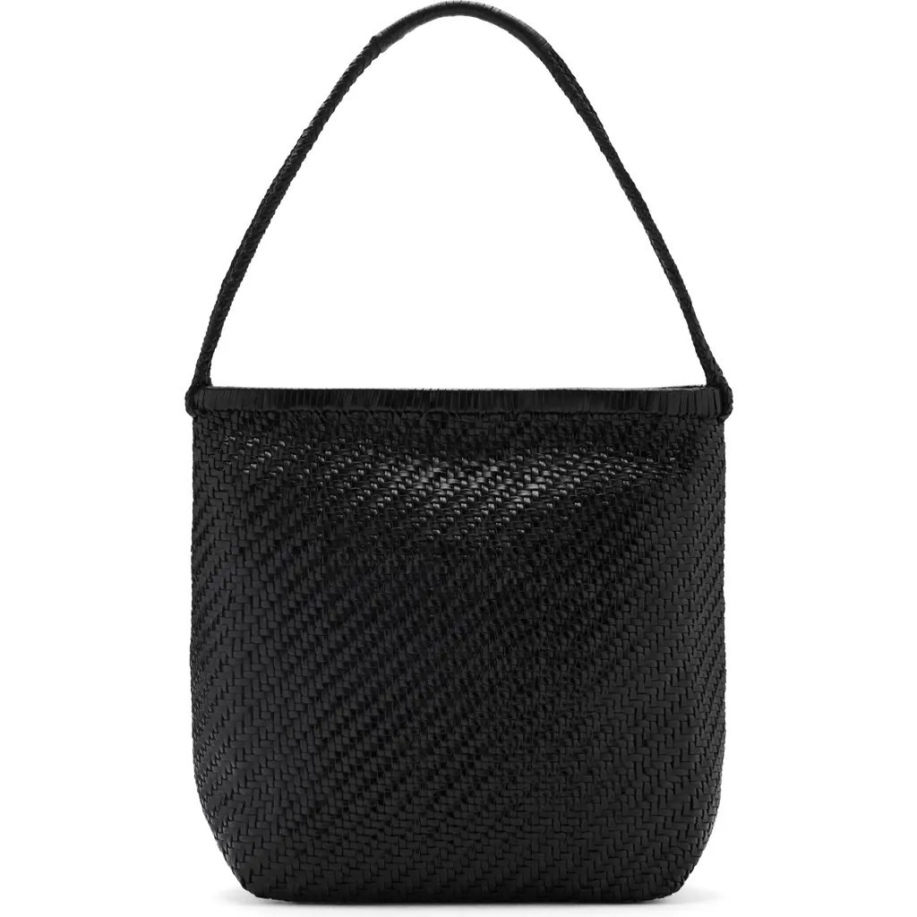 MANGO Braided Leather Shoulder Bag in Black at Nordstrom | Nordstrom