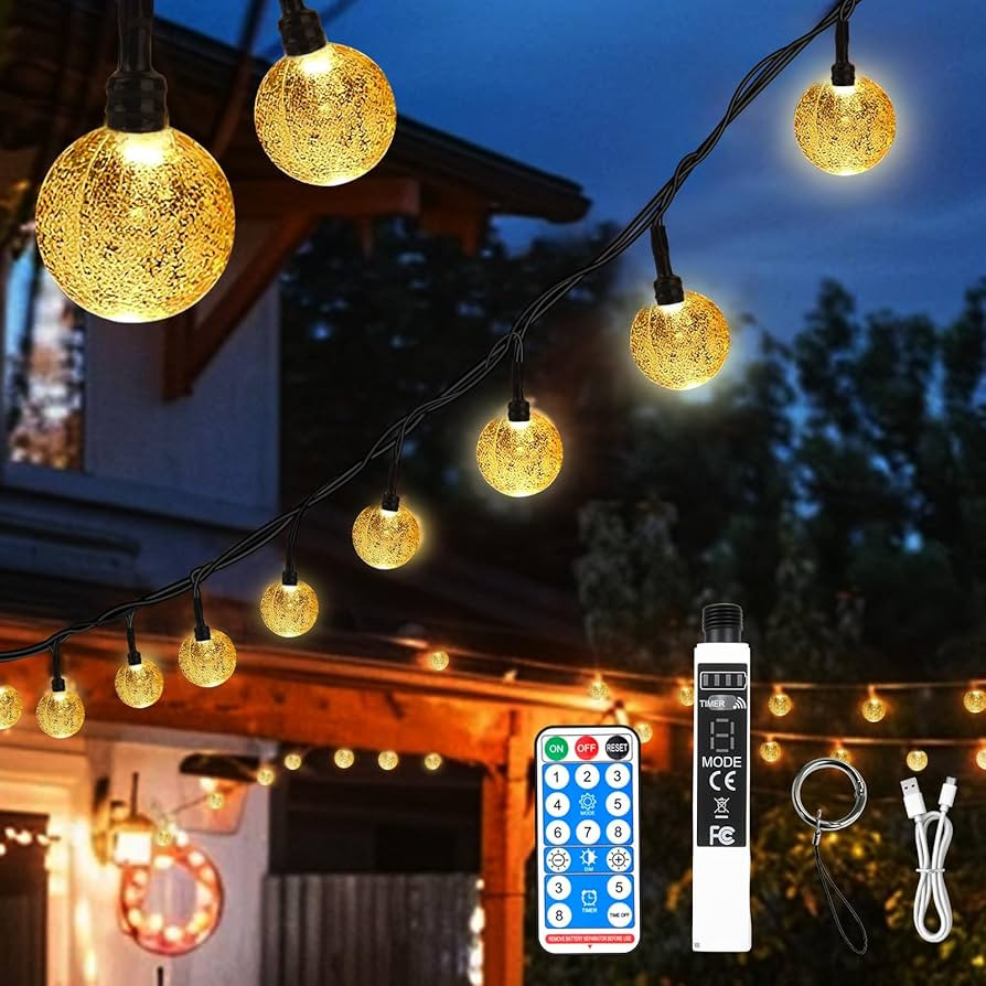 SMY Lighting 22FT Rechargeable Battery Operated 50 LED Crystal Globe String Lights Outdoor/Indoor... | Amazon (US)
