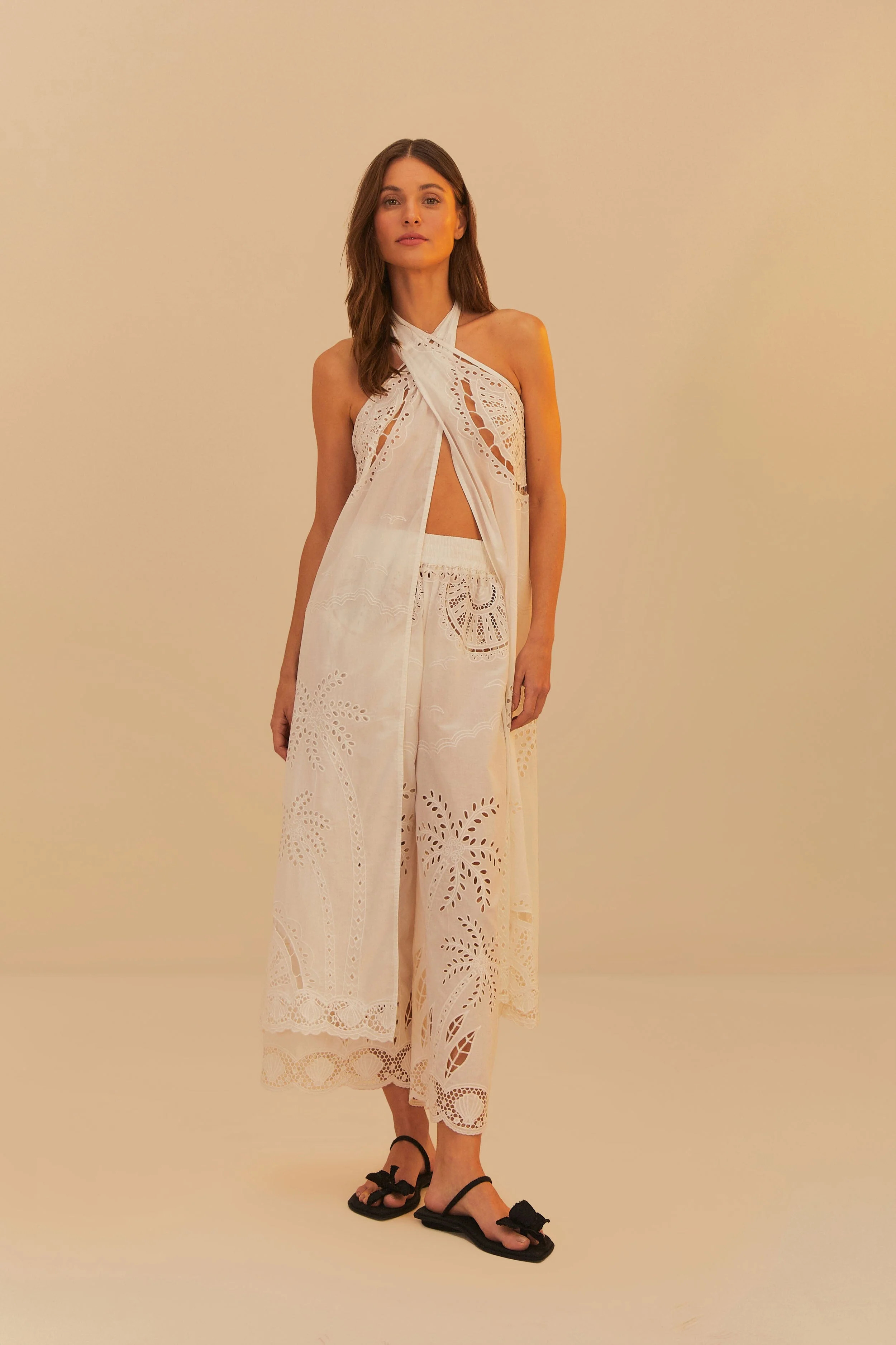 WHITE COCONUT RICHILIEU PANTS | FarmRio (US)