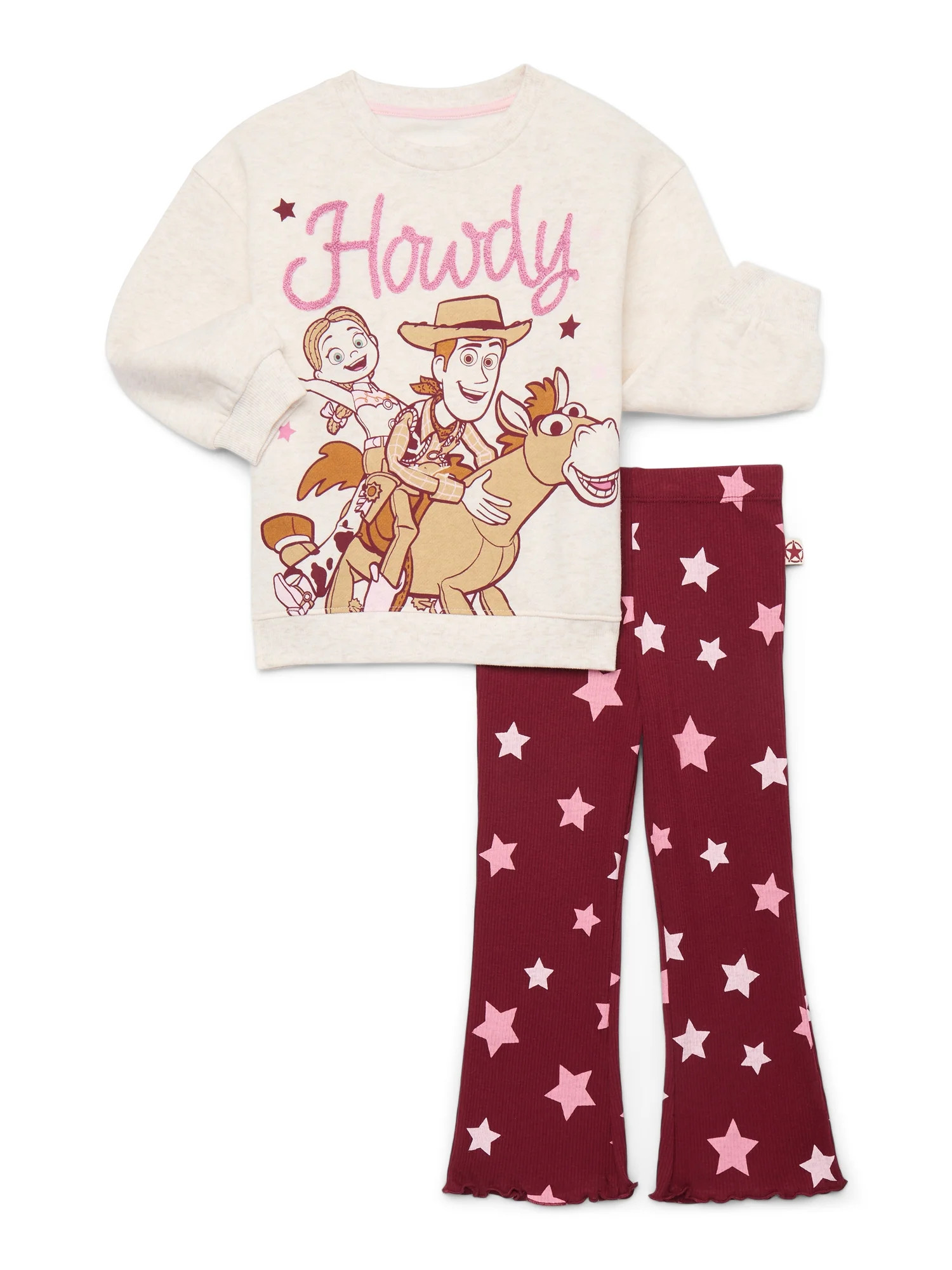 Toy Story Toddler Girls Long Sleeve Graphic Print Sweatshirt and Matching Flare Leggings Set, 2-P... | Walmart (US)