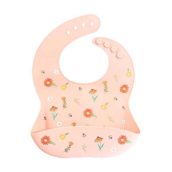 Austin Baby Collection Silicone Bib - Camper Wildflower Ripe Peach | Target