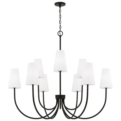 46" W x 32.25" H 9-Light Two-Tier Chandelier in Aged Brass with Tapered Soft White Glass | Wayfair North America