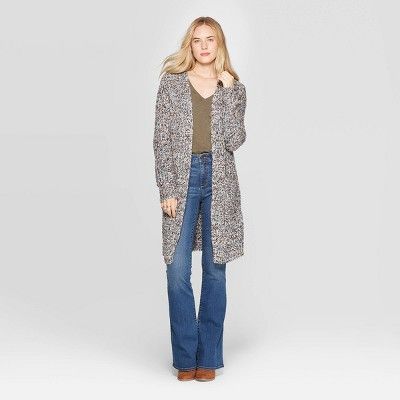 Women's Long Sleeve Textured Duster Cardigan - Universal Thread™ Gray | Target