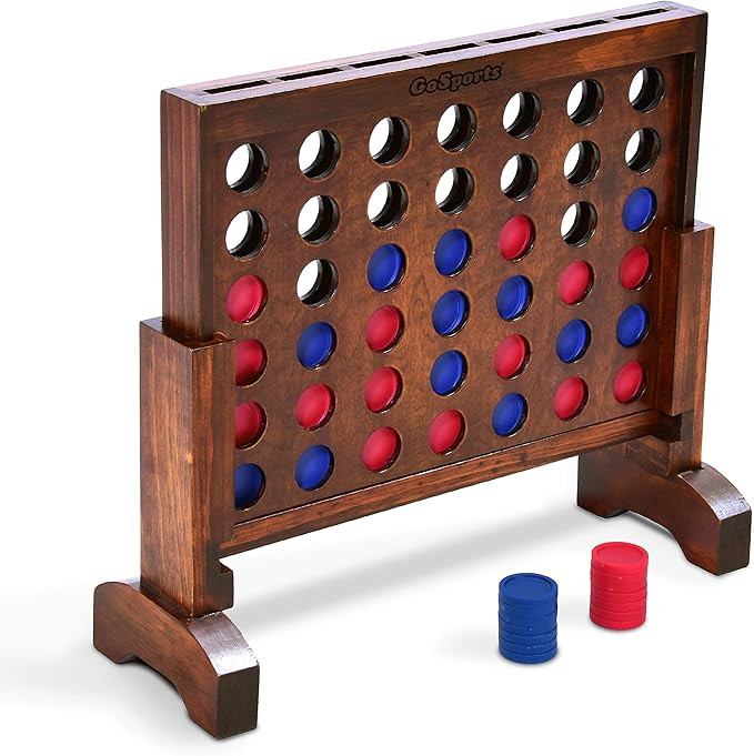 GoSports 1 Foot Width Wooden 4 in a Row Game - Choose White or Dark Stain – Includes Connect Co... | Amazon (US)