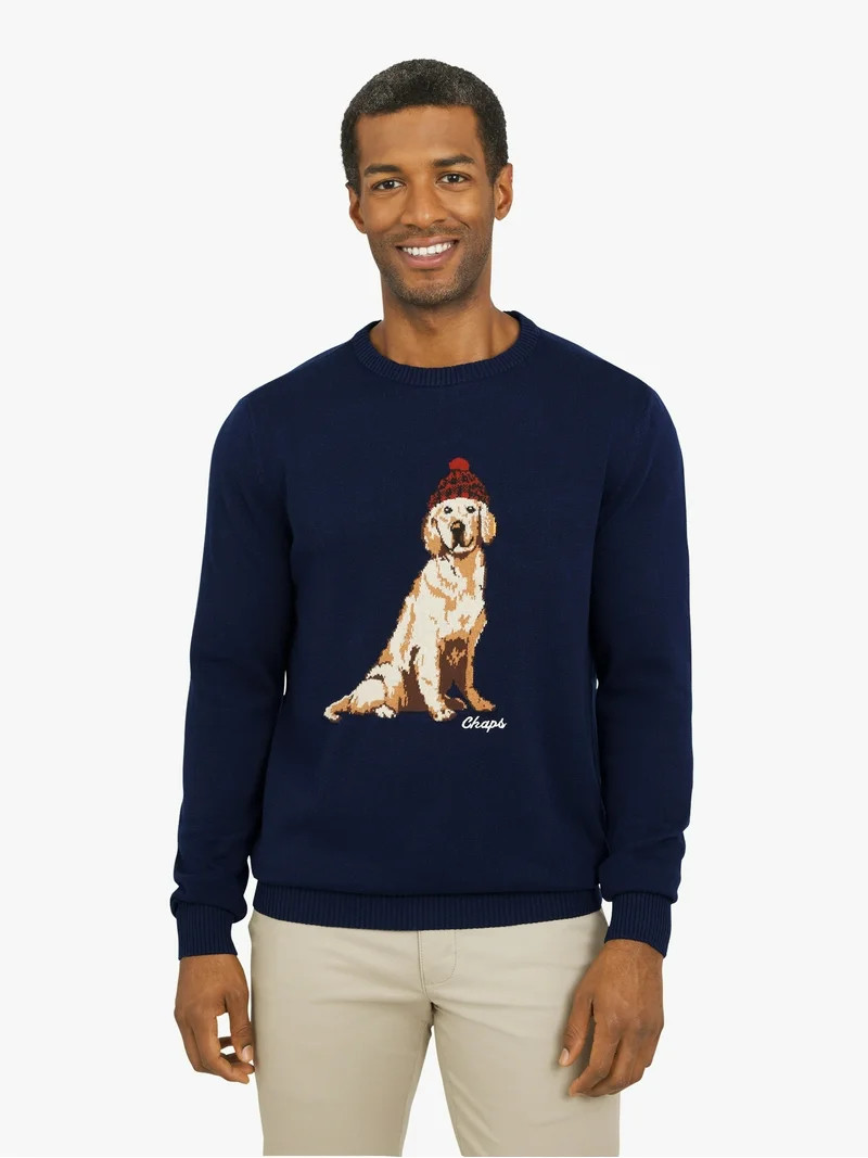 Chaps Men's & Big Men's Cotton Novelty Holiday Crewneck Sweater, Sizes S-3XL | Walmart (US)
