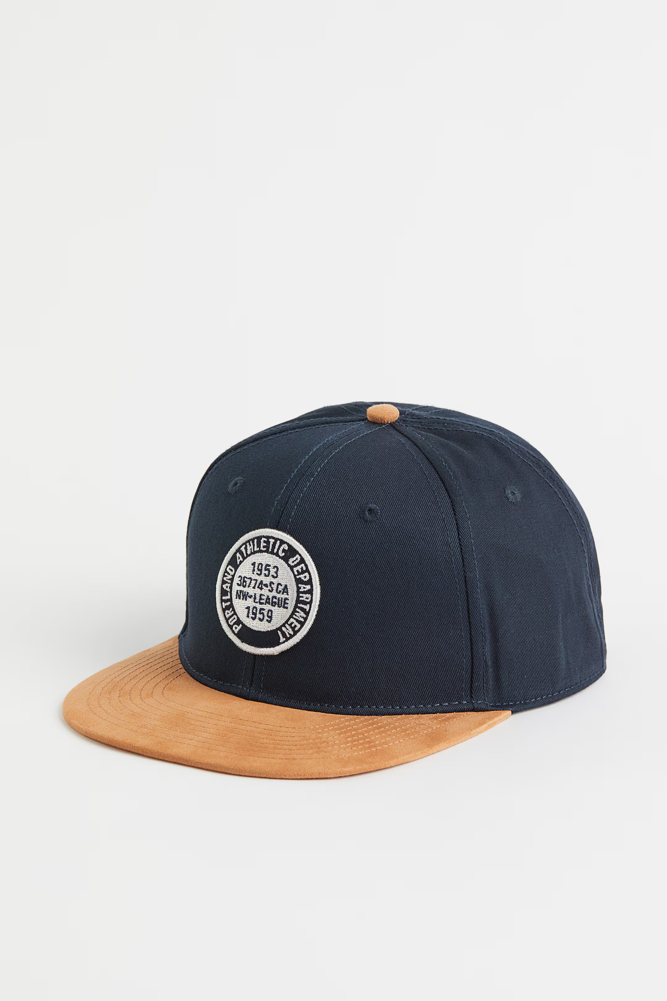 Cap with Appliqué - Dark blue/beige - Men | H&M US | H&M (US + CA)