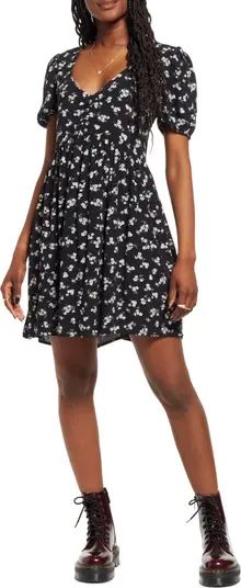 Printed Babydoll Minidress | Nordstrom