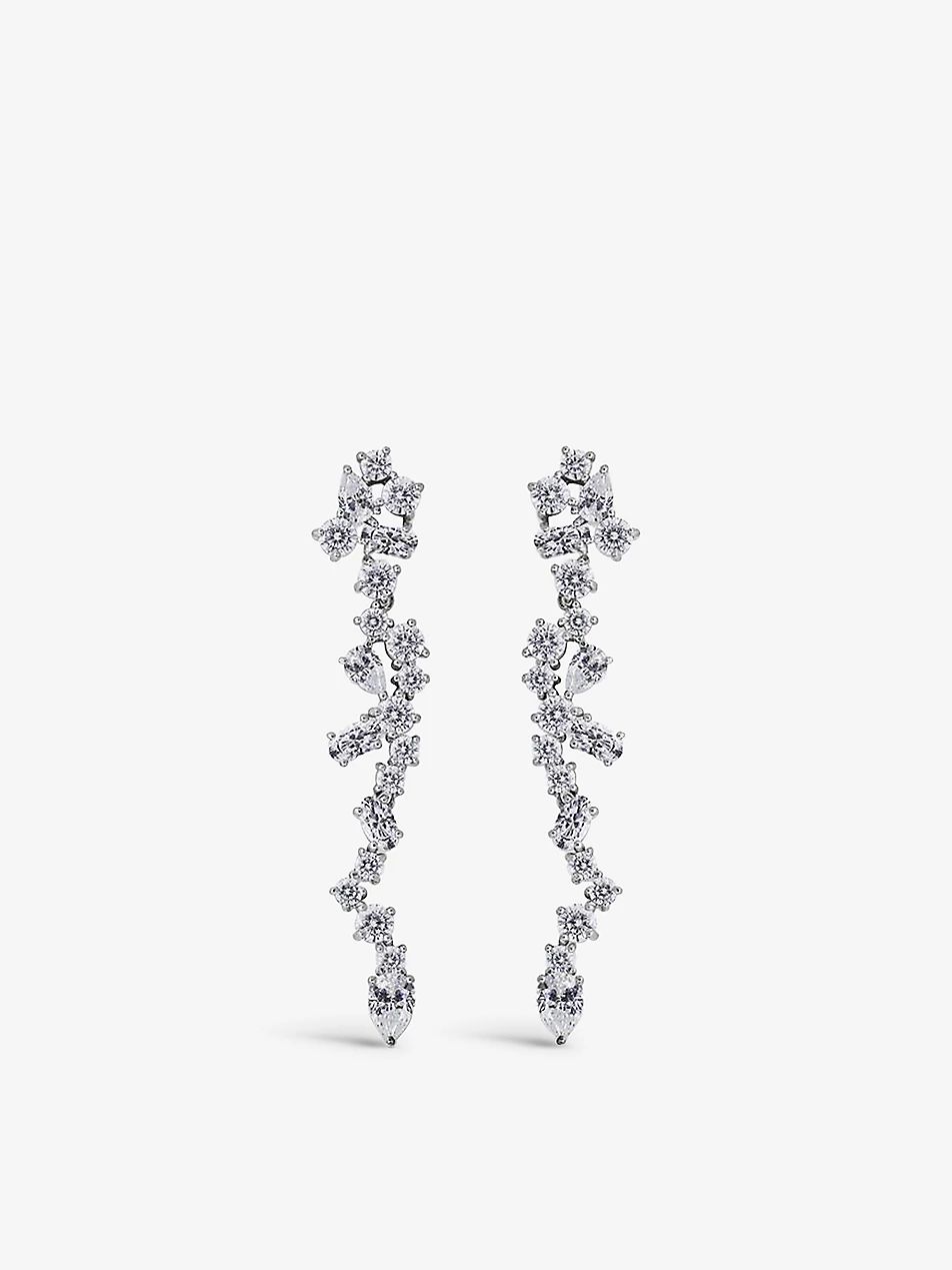 Solange cluster sterling-silver and cubic zirconia drop earrings | Selfridges