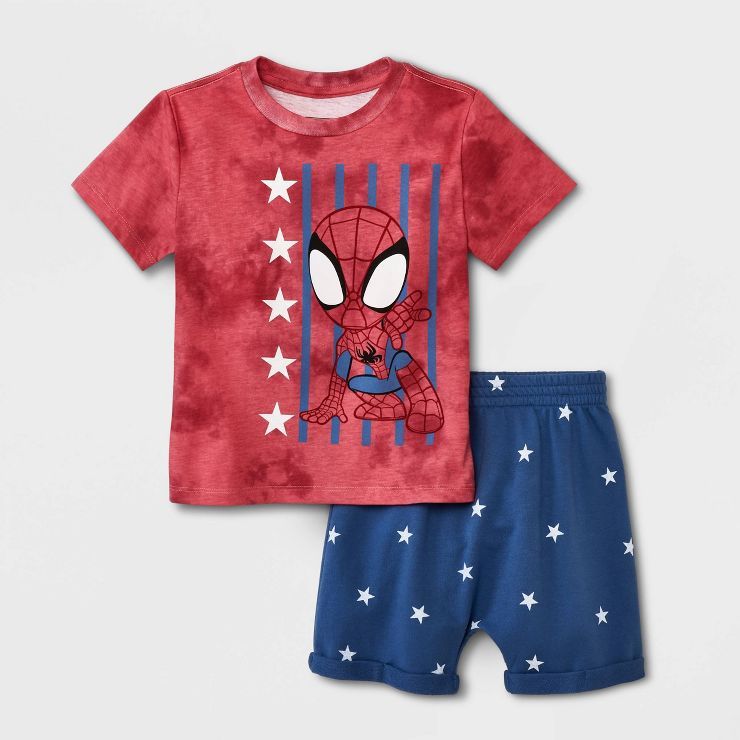 Toddler Boys' Spider-Man Tie-Dye Top and Bottom Set - Red | Target