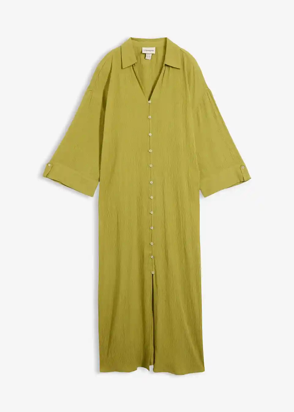 Langes Kaftan-Kleid aus flie\u00dfender Viskose mit V-Ausschnitt in Oversize-Tunikaform | Bonprix DE