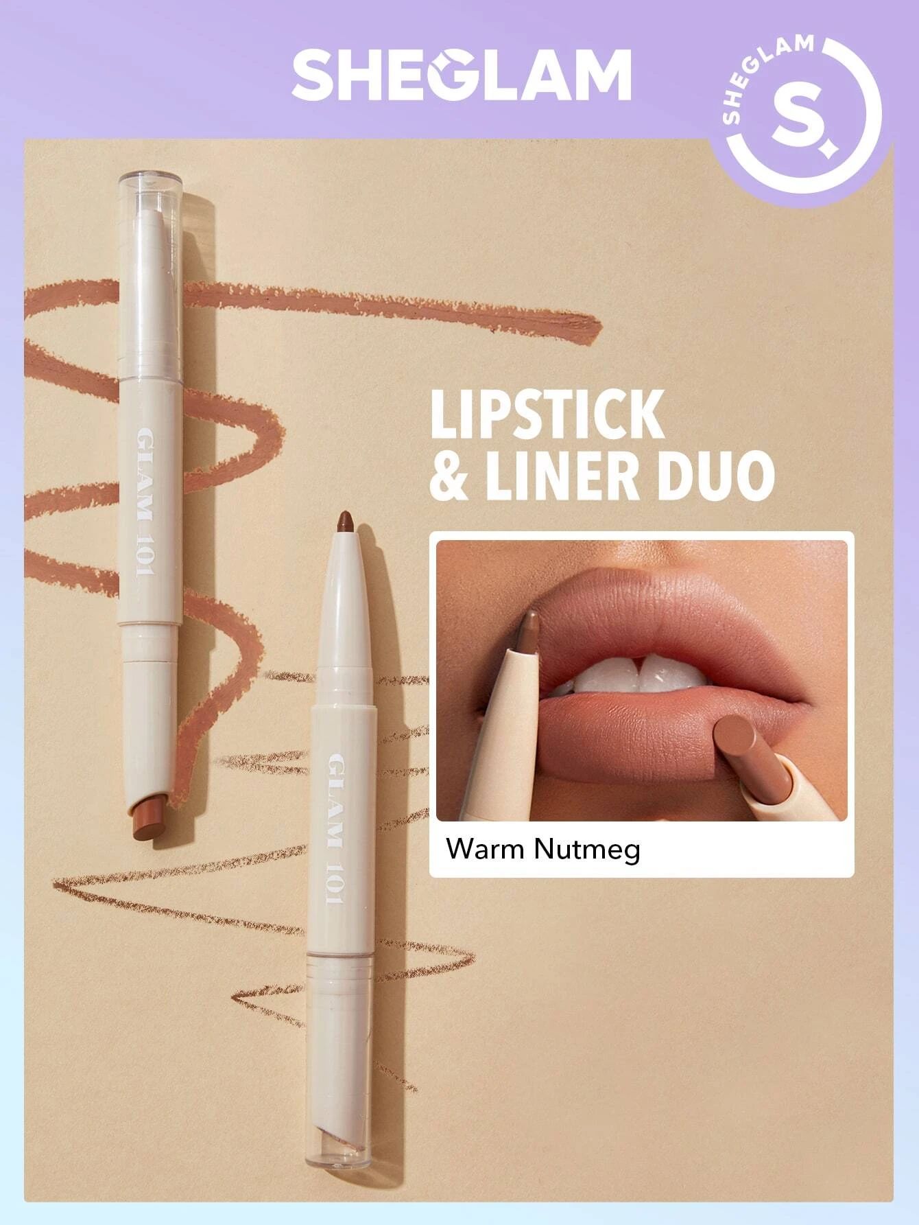 SHEGLAM Glam 101 Lipstick & Liner Duo-Warm Nutmeg | SHEIN