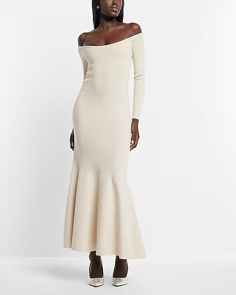 Bridal Off The Shoulder Sweater Maxi Dress | Express