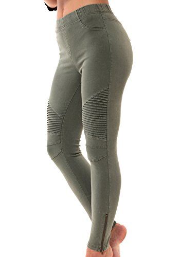 LAINAB Womens Slim Skinny Sexy Moto Leggings Joggers Pants For Women Olive S | Amazon (US)