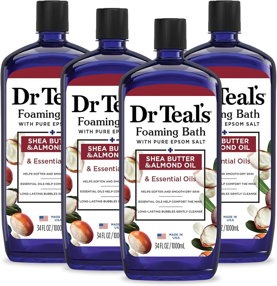Dr Teal's Foaming Bath with Pure Epsom Salt, Shea Butter & Almond, 34 fl oz (Pack of 4) | Amazon (US)