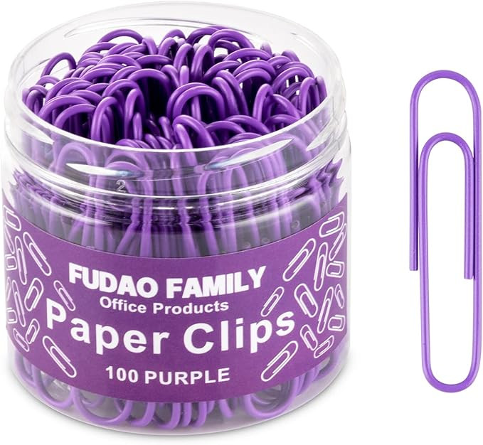 Jumbo Paper Clips, 2 Inch Large Paper Clip, 100 pcs Paperclips (Jumbo, Purple) | Amazon (US)