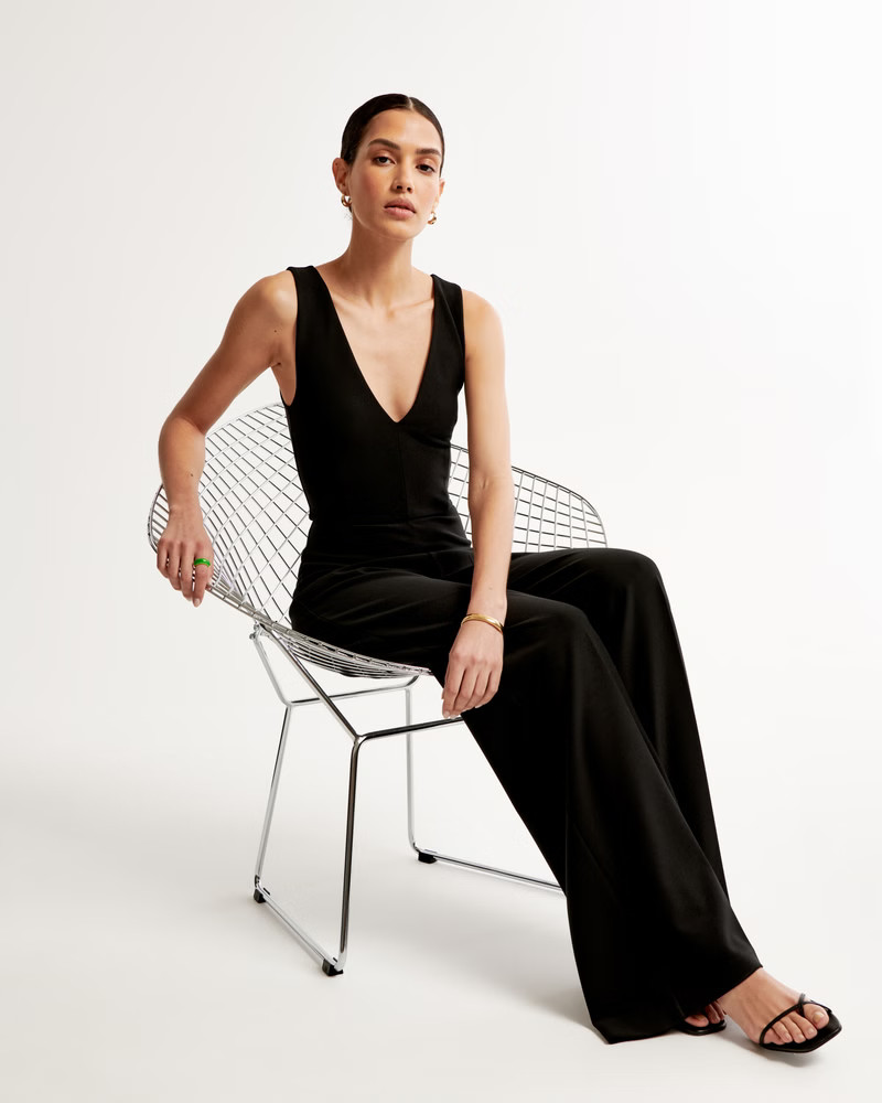 Plunge Crepe Jumpsuit | Abercrombie & Fitch (US)