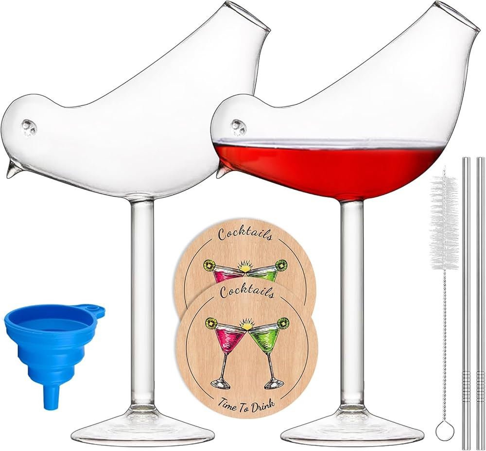 SuproBarware Cocktail Glass - Bird Glass Clear Wine Glasses Set of 2 Goblet Beverage Glass 5 Ounc... | Amazon (US)
