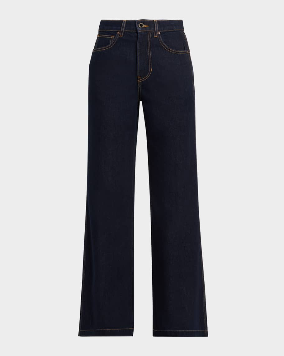 Veronica Beard Kasey Mid-Rise Wide-Leg Jeans | Neiman Marcus