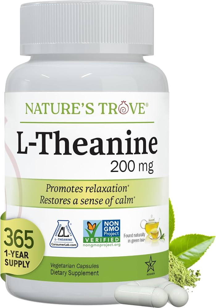 Nature's Trove L-Theanine 200mg Super Value Size - 365 Vegetarian Capsules | Amazon (US)