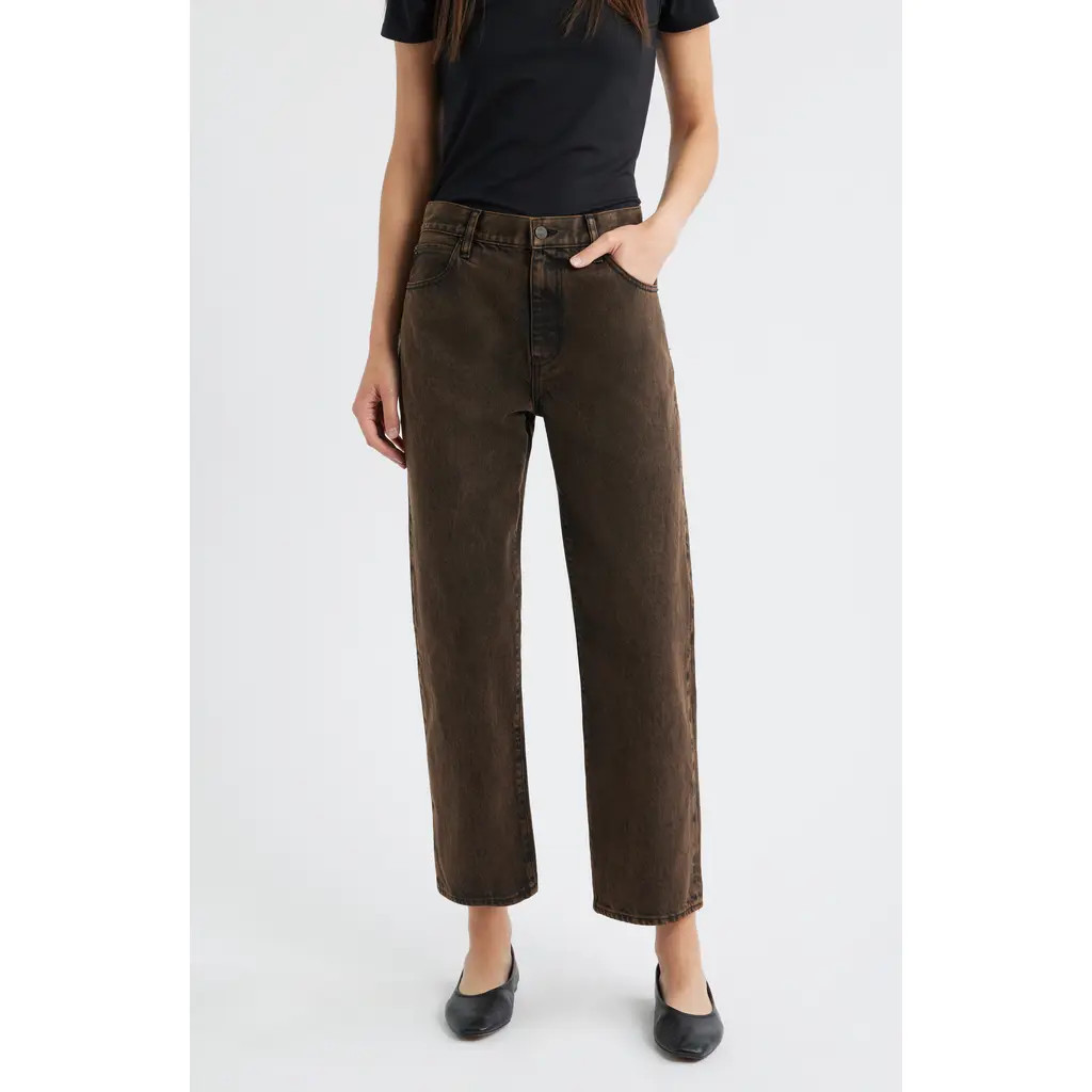 FRAME The Hang High Waist Ankle Straight Leg Jeans in Nightmoth at Nordstrom Rack, Size 27 | Nordstrom Rack