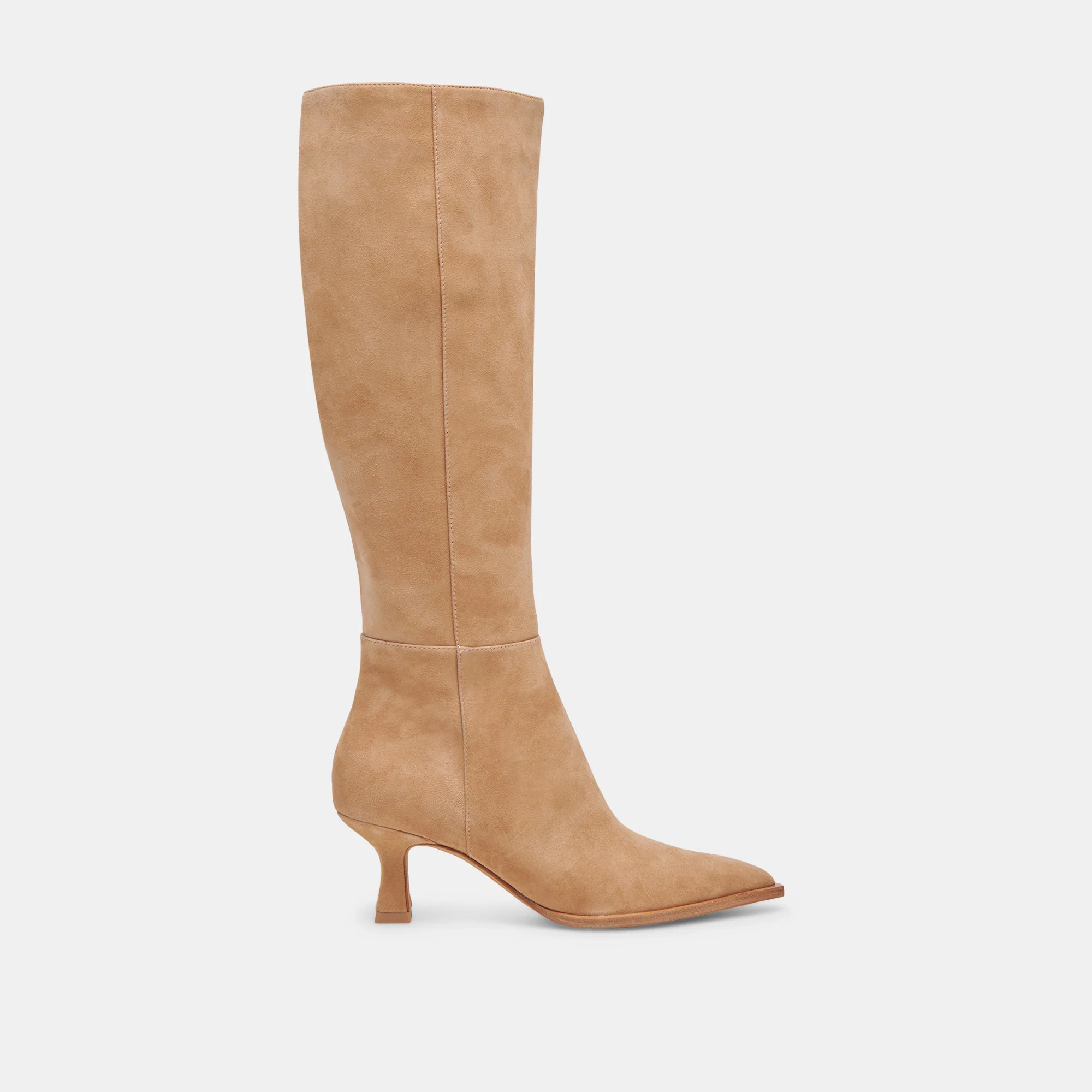 AUGGIE Boots Camel Suede | Women's Camel Suede Knee-High Boots | DolceVita.com