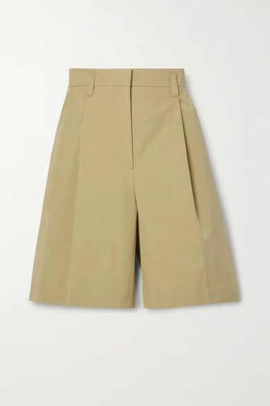 LOW CLASSIC - Pleated Cotton-blend Twill Shorts - Beige | NET-A-PORTER (US)