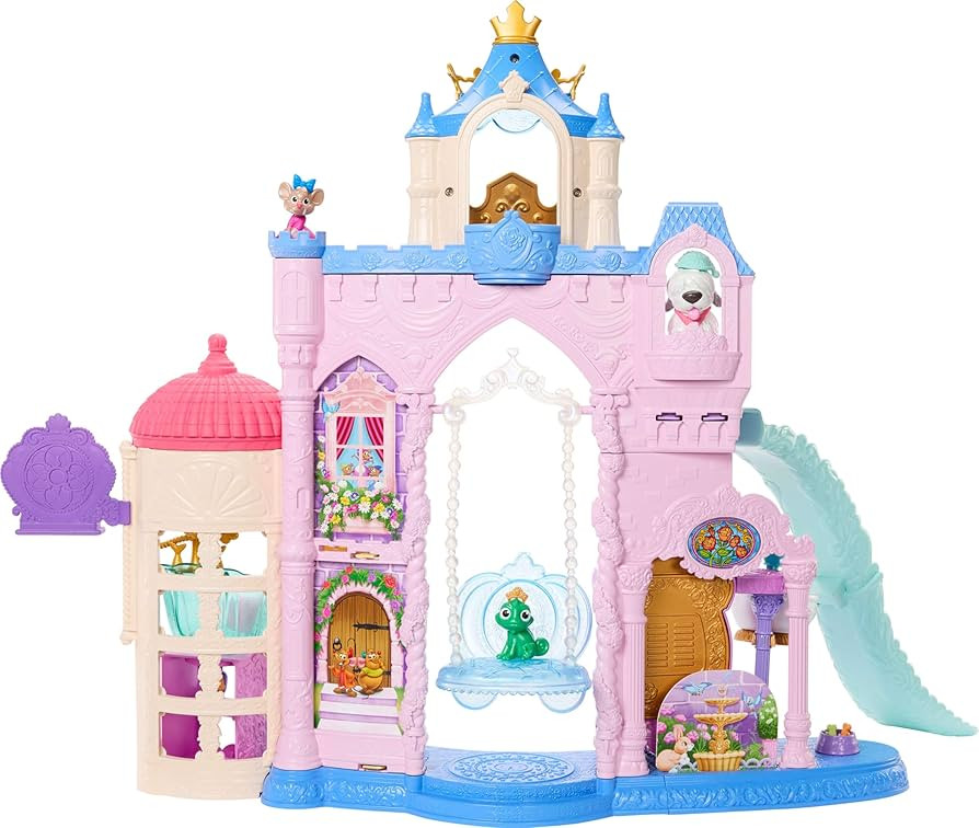 Mattel Disney Princess Pet Castle Playset with 7 Play Areas, 3 Animal Friends, Furniture & 17 Acc... | Amazon (US)